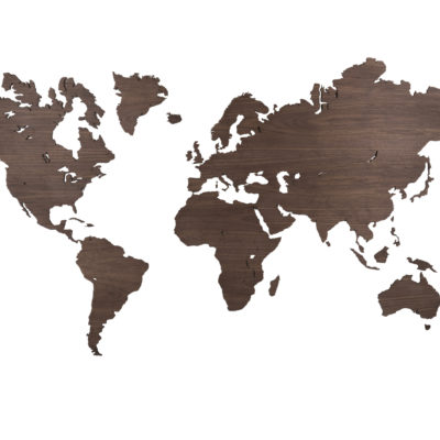 Noten houten wereldkaart