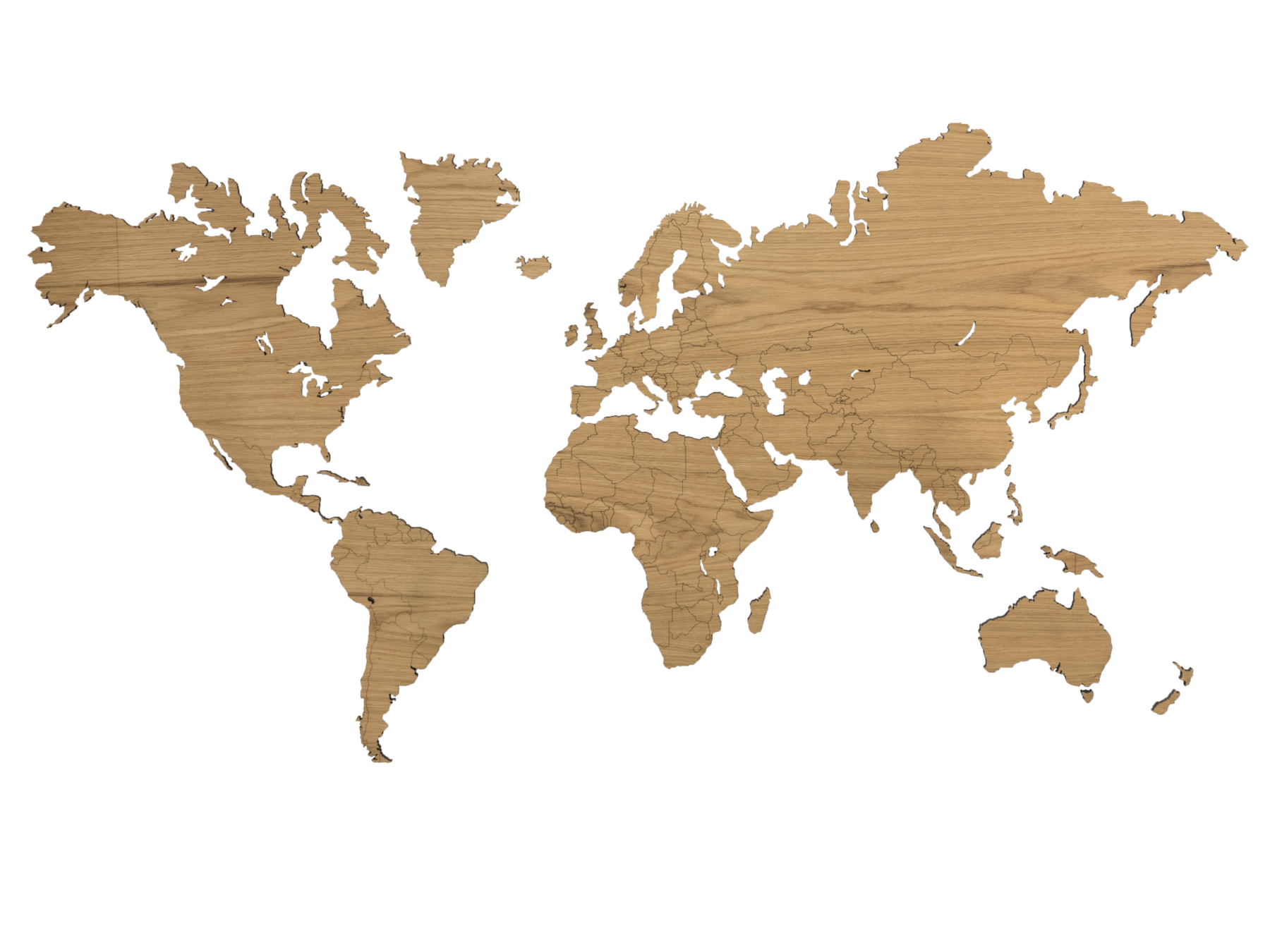 Eiken houten wereldkaart