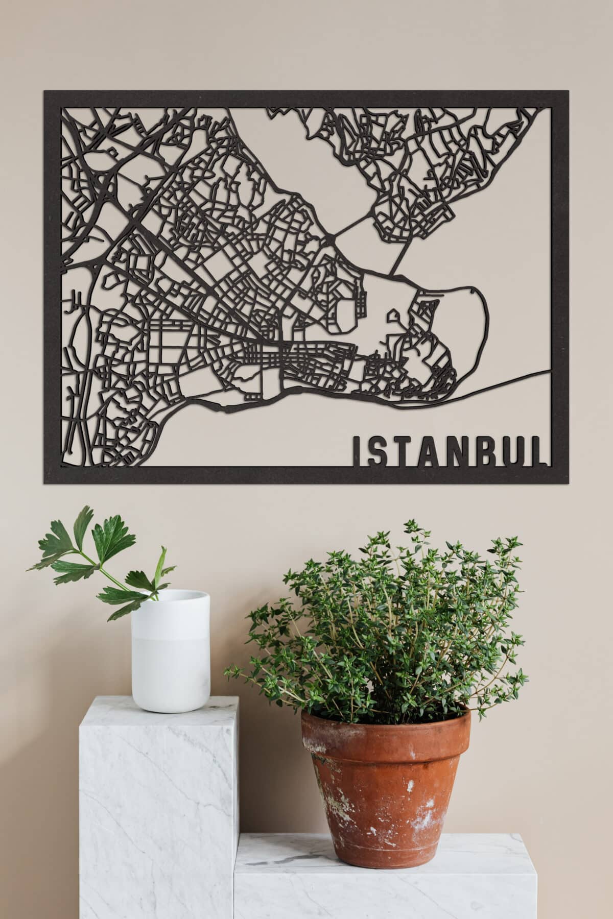 Houten stadskaart Istanbul